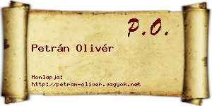 Petrán Olivér névjegykártya