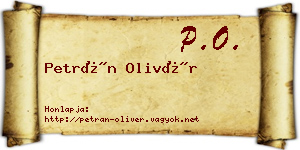 Petrán Olivér névjegykártya